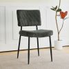 Modern Grey simple dining chair Fabric Upholstered Chairs home bedroom stool back dressing chair black metal legs(set of 2)