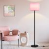 60'' Modern Floor Lamp with Shade, Tall Lamps for Living Room, Bedroom, Office, Dining Room, Pink Shade with Black Pole(Without Bulb)