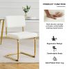 Modern simple light luxury dining chair White chair Family bedroom stool back Dressing chair Student chair Metal legs (gold) Bow chair (set of 4)