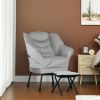 HOMCOM Lazy Chair and Ottoman Set, Fabric Upholstered Accent Chair with Side Pockets, for Living Room, Bedroom, Light Gray