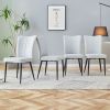 Modern minimalist dining chairs, light gray PU curved backrest and seat cushions, electroplated metal chair legs, suitable for restaurants, bedrooms