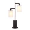 Cannes Contemporary Table Lamp in Black Metal with White Shades by