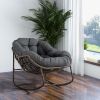 Outdoor Rattan Rocking Chair,Padded Cushion Rocker Recliner Chair Outdoor for Front Porch, Living Room, Patio, Garden, Grey