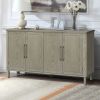 60'' Rounded Design Elements Throughout The Sideboard Including Tabletop, Legs, Four Side Furniture Suitable For Kitchen, Living Room, Entryway