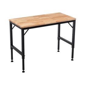 48 In Heavy-Duty Adjustable Workbench For Garage, Rubber Wood Shop Table ,Hardwood Workstation Weight Capacity Over 2000 Lbs