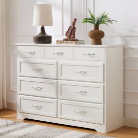 Bedroom 9-Drawer Dresser With Antique Handles, Wood Chest For Kids Room