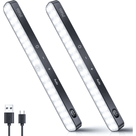 Under Cabinet Lights Rechargeable, Battery Level Display, 60 LED Motion Sensor Cabinet Light, Dimmable Touch Control