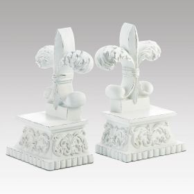 Elegant Fleur-de-Lis Bookends - Decorative French Style Book Holders for Home and Office Decor