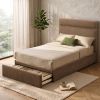 ANIZA-54" PLATFORM BED w/DRAWER-BROWN