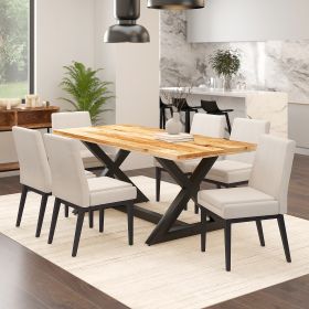 ZAX NATBK_CORTEZ BEG_BK-7PC DINING SET