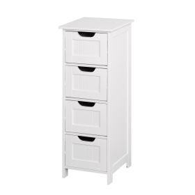 White Bathroom Storage Cupboard, Freestanding Locker With Drawers