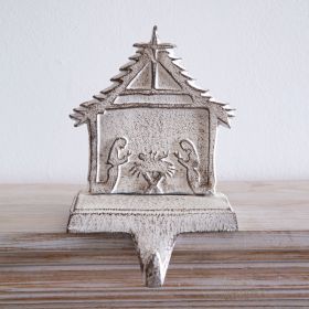 Rustic Cast Iron Nativity Stocking Holder - Christmas Decor Essential