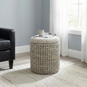INDIGO-STORAGE OTTOMAN-BEIGE CHARCOAL