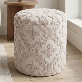 MAGNOLIA-ROUND STORAGE OTTOMAN-IVORY