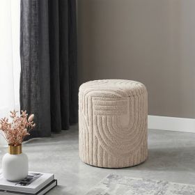 LULLU-ROUND STORAGE OTTOMAN-BEIGE