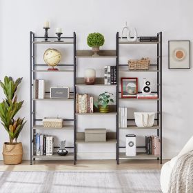 Triple Wide 5-Shelf Industrial Retro Bookshelves For Home & Office
