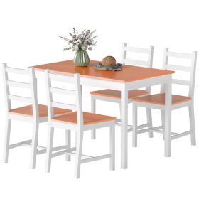 Dining Table Set for 4, 5 Piece Modern Kitchen Table and Chairs, Solid Wood Dining Room Set for Small Spaces, Breakfast Nook, White