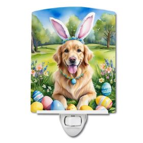 NEW Golden Retriever Easter Egg Hunt Ceramic Night Light Compact, UL-Certified, Ideal for Bedroom, Bathroom, Nursery, Hallway, Kitchen, 6x4x3, Multico