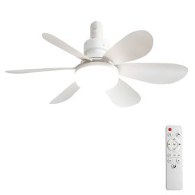 20-Inch Socket Fan Light Portable Ceiling Fan With Light And Remote, 3-Color Dimmable LED, Silent DC Motor, 2-4H Timer, Screw In Design For Small Room