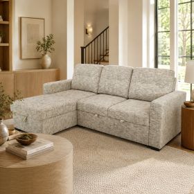 DRAGA-R/L SECT W/BED+STORAGE-BEIGE