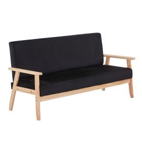 Modern Velvet Loveseat Sofa With Wooden Arms Office Couch 2-3 Seat