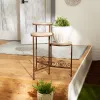 Vintage Inspired Rustic Triple Plant Stand for Indoor and Outdoor Decor