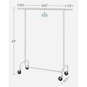 Heavy Duty White Metal Garment Rack Clothes Hanging Bar on Wheels