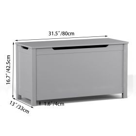 Children's Wooden Toy Storage Box With Secure Hinged Lid For Children Over 2 Years Old