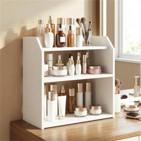 3 Tier Desktop Storage Shelf Raised Guardrail Anti Fall Tabletop Organizer for Home Office
