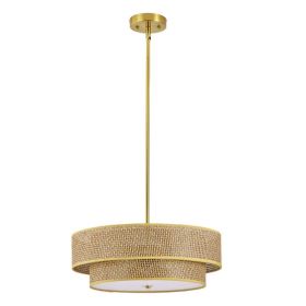 17.7 Inch Woven Rattan Linen Semi Embedded Ceiling Light Fixture, Suitable For Bedrooms, Kitchens, Dining Rooms, Living Rooms, Corridors, Farmhouses,