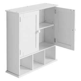 Bathroom Wall Cabinet with 2 Doors and Adjustable Shelf Wall-Mounted Storage Organizer White