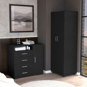 Bidrell Two Piece Bedroom Set, London Armoire + Rioja Four Drawer Dresser, Black