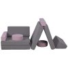 Qaba 12 Pcs Nugget Play Couch for Kids, Convertible Foam and Floor Cushions, Modular Sofa Set for Playroom, Bedroom, Nursery, Gray