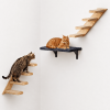 Wall Mounted Cat Stairs Set with Shelf Includes 2x 4 Step Cat Climbing Ladders 1x Wall Shelf Paulownia Wood Steps Wrapped in Jute Rope
