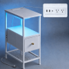 nightstand-with-charging-station-and-rgb-led-light-narrow-end-table-with-fabric-drawer-and-mesh-shelf-white