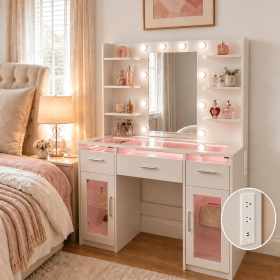 vanity-desk-with-lighted-mirror-10-led-bulbs-rgb-lighting-with-app-control-3-drawers-2-cabinets-6-open-shelves-acrylic-top