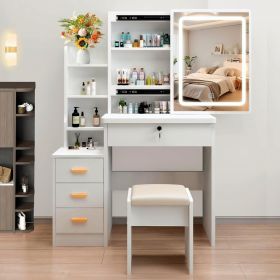 This-vanity-table-features-a-mirror-and-three-color-lighting-modes-it-has-four-drawers-open-shelving-a-movable-mirror