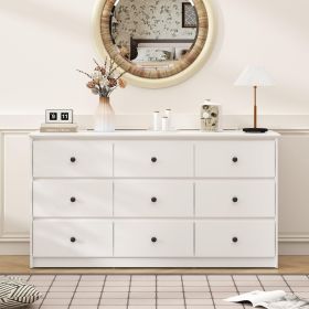 9 Drawer Dresser for Bedroom, Storage Cabinet With Metal Handles, Modern Closet Of Drawers for Living Room
