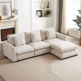 MH102.2 Inch Combination Sofa Modular Sofa with Ottoman, plastic leg,Three Cushions and Three Pillows for Living Room, Apartment