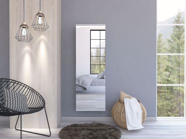 Leto Wall Mounted Shoe Rack With Mirror; Single Door; Capacity For Ten Shoes -White