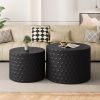 Stylish and Minimalist Nesting Coffee Table Set with Honeycomb Design, Modern Round Coffee Table, Drum Circle Coffee Table for Living Room, Bedroom