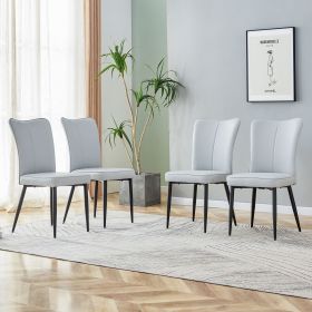 Modern minimalist dining chairs, light gray PU curved backrest and seat cushions, electroplated metal chair legs, suitable for restaurants, bedrooms