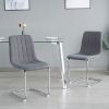 Modern simple light luxury dining Dark Grey chair home bedroom stool back student desk chair metal leg (silver) (set of 2)