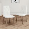 Modern simple light luxury dining chair White chair Home bedroom stool back PU electroplated chair legs (set of 2)