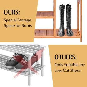 4 Tiers Multifunction Bamboo Storage Shoe Rack for Entryway Hallway