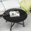 32" Inch Round Tempered Glass Table Top Black Glass 3/8 Inch Thick Beveled Polished Edge