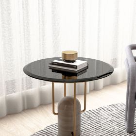 24" Inch Round Tempered Glass Table Top Black Glass 3/8Inch Thick Beveled Polished Edge