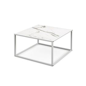 Modern Square Coffee Table with Faux Marble Tabletop