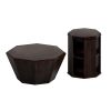 31.5 "Octagonal Black Walnut Rubber wood Set of Two Coffee Table, Coffee Table, Living Room Bedroom(Set of Two Pieces)