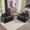 Luxurious and Sophisticated Deep Seated Sofa Set with Two Single Chairs in Grey Corduroy Fabric, Suitable for Bedroom and Office